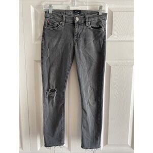 Hudson Krista Ankle Super Skinny Womens Size 26 Grey‎ Distressed Raw Hem Denim